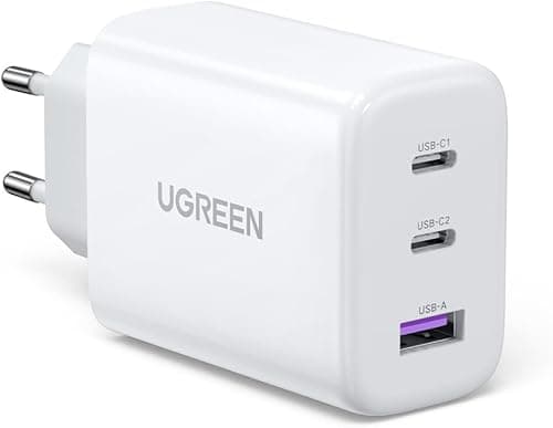 UGREEN 65W 3-portowa szybka ładowarka USB C kompatybilna z MacBook Pro/Air, iPhone 16 Pro/Pro Max/16/15/14/13 Pro/12/11, Galaxy S23 Ultra/S22/S21 (Biały)