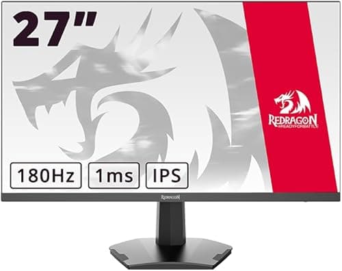 Redragon Azur GM27X5IPS 27-calowy ekran do gier IPS, FHD (1920 x 1080), częstotliwość odświeżania 180 Hz, 1 ms MPRT, ekran gier IPS z AMD FreeSync, nierozmyte gry z żywymi kolorami, lokalna