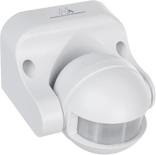 Maclean MCE358 czujnik ruchu na podczerwień 180°, czujnik ruchu PIR z czujnikiem zmierzchu, na podczerwień, IP44, do użytku wewnątrz i na zewnątrz, zasięg do 12 m, obciążenie 300/1200 W (biały)