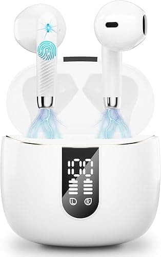 Słuchawka Bluetooth 5.3, douszny słuchawki bezprzewodowe z 4 mikrofonami, 48 h odtwarzania, głęboki bas,ENC, wyświetlacz LED