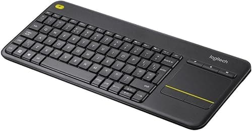 Logitech K400 Plus Bezprzewodowa Klawiatura do TV, łatwe sterowanie multimediami, touchpad, klawiatura HTPC do TV podłączonego do PC, Windows, Android, Chrome OS, tablet, QWERTY układ US Intl - Czarny