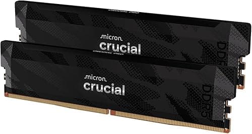 Crucial Pro DDR5 RAM 32 GB Kit (2 x 16 GB), 6400 MHz CL32, pamięć do gier pulpitowych, kompatybilna z Intel XMP 3.0 i AMD Expo, czarny - CP2K16G64C32U5B