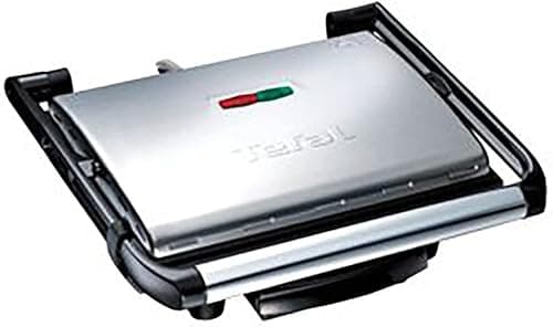 TEFAL GC241D Illico Grill Elektryczny, 2000 W, funkcja panini, łatwe czyszczenie, nieprzywierająca powłoka, wielofunkcyjny, przechowywanie w pionie, Srebrny/Czarny, ‎