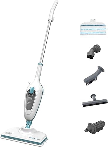 BLACK+DECKER Mop parowy 5 w 1, 1300 W, odkurzacz parowy do higienicznej, dokładnej czystości, zdejmowany trzonek, łatwa obsługa, w zestawie 5-częściowy zestaw akcesoriów) FSM13E5
