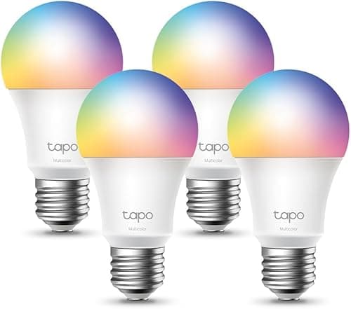 TP-Link Tapo L530E(4-Pack) – Inteligentna żarówka WiFi LED E27, 806 lm, regulacja jasności i kolorów, bez potrzeby huba, sterowanie głosowe (Alexa/Google), harmonogramy i aplikacja