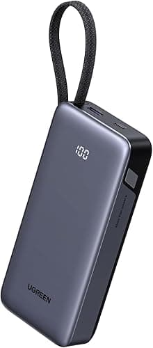UGREEN Power Bank, szybkie ładowanie 20000 mAh 45W ze zintegrowanym kablem USB-C i dwukierunkowym zasilaniem 45W, zewnętrzna bateria do telefonu komórkowego kompatybilna z Galaxy S25+/Ultra