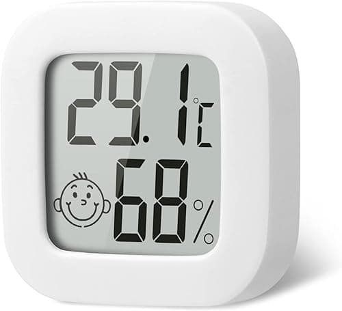 Flintronic Mini Termometr LCD, cyfrowy termometr wewnętrzny, higrometr wewnętrzny, bezprzewodowy miernik wilgotności do pokoju dziecięcego, salonu, biura, szklarni, kolor biały
