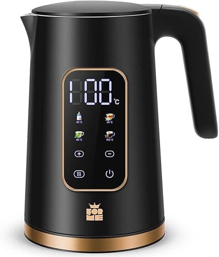 ForMe Czajnik Elektryczny Stal Nierdzewna 1,7 L, Regulacją Temperatury, Wybór Temperatury 40-100°C, Cyfrowy Wyświetlacz Temperatury, Funkcja Utrzymywania Ciepła, Automatycznego Wyłączania, IBez BPA