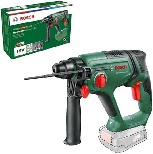 Bosch Home And Garden Akumulatorowa Wiertarko-Wkrętarka, Universal Hammer 18 V, bez Akumulatora, System 18 V, Wiercenie, Wkręcanie, Wybijanie, Energia Udaru 2 J, Uchwyt Narzędziowy SDS Plus