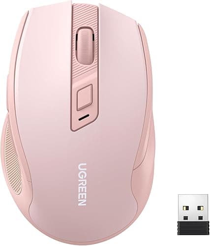 UGREEN Mysz bezprzewodowa 2.4G z 4000 DPI, ergonomiczna konstrukcja, bezprzewodowa mysz z odbiornikiem USB, 18-miesięczna żywotność baterii(różowa)