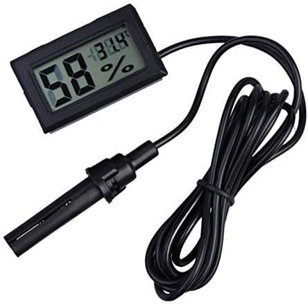 2-w-1 cyfrowy LCD zintegrowany termometr higrometr z zewnętrznym do inkubatora gad akwarium drób - czarny