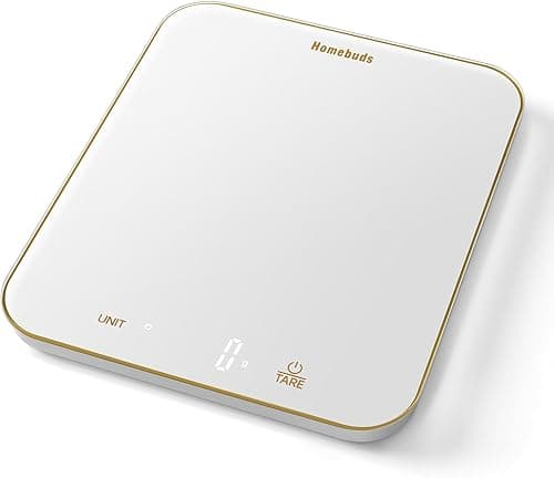 Homebuds 15kg Cyfrowa waga kuchenna w 1g, wysoka precyzja zapewniona przez profesjonalną fabrykę wag kuchennych SINCE 2001, waga kuchenna do gotowania i pieczenia, LED, 3*AAA, Biała Marki Golden Line