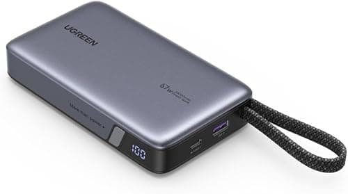 UGREEN Nexode Power Bank, 20000 mAh, szybkie ładowanie 67W z wbudowanym kablem USB-C, zewnętrzne akumulatory do telefonów komórkowych kompatybilne z Galaxy S25, serią iPhone 16/15