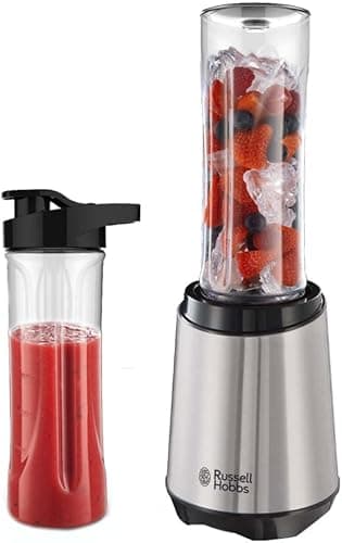 Russell Hobbs blender, pojemność 0,6l, blender kielichowy, uruchamia się za pomocą dociśniecia butelki, kruszy lód, obudowa ze stali nierdzewnej, moc 300W, Mix&Go 23470-56