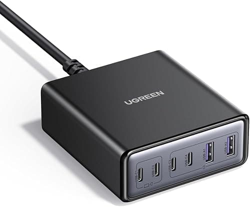 Ładowarka USB-C UGREEN 100 W, 6-portowa stacja ładująca, zasilacz GaN 65 W, szybka ładowarka PPS, uniwersalna, kompatybilna z MacBookiem Pro/Air, serią iPhone 17-8, Galaxy S25, A15, Pixel 9, iPad