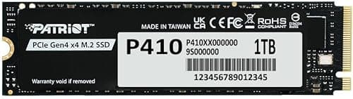 Patriot P410 1TB Internal SSD - NVMe PCIe Gen 4 x 4 - M.2 2280 - Sekwencyjny odczyt: do 5 000 MB/s i sekwencyjny zapis: do 4,500 MB/s - kompatybilny z konsolą PS5, dysk SSD, P410P410P1TBM2828wysokość: