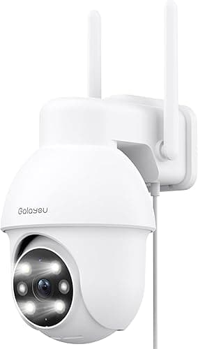 GALAYOU Kamera monitoringowa 2K zewnętrzna, 360° PTZ WLAN IP, monitoring zewnętrzny, WiFi, kamera outdoorowa z noktowizorem, 2-drożne audio, IP65, odporna na warunki atmosferyczne, do ogrodu/domu