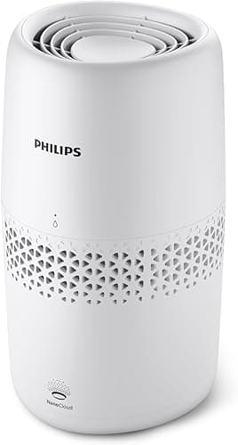 Philips Nawilżacz Ewaporacyjny Serii 2000, Nawilżanie, 99,97% Mniej Bakterii, Zbiornik na Wodę 2L, 190ml/h, do Pomieszczeń do 31m², Bardzo Cichy (32dB), Automatyczne Wyłączanie, Biały (HU2510/10)