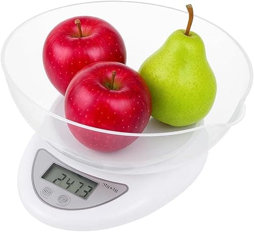 Retoo skala kuchenna elektroniczna z misą 790ml, waga cyfrowa PT-860, 5 kg/11 lb, waga kuchenna, waga precyzyjna, funkcja tary, wyświetlacz LCD, automatyczne wyłączanie, 11,3x5,3x17,5 cm, srebrna