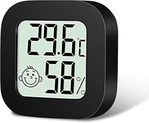 Flintronic Mini Termometr LCD, cyfrowy termometr wewnętrzny, higrometr wewnętrzny, bezprzewodowy miernik wilgotności do pokoju dziecięcego, salonu, biura, szklarni, kolor czarny
