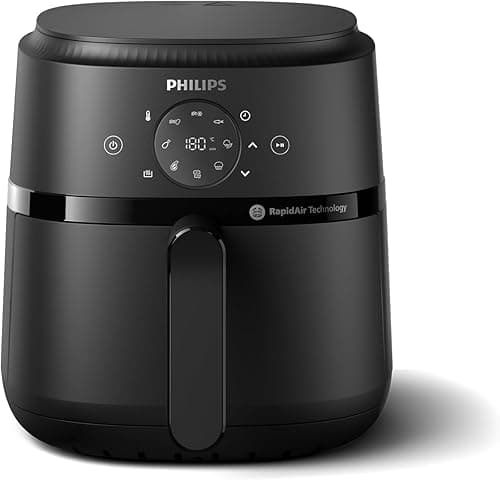 Philips Frytkownica Beztłuszczowa z Serii 2000 4,2 l - Moc 1500W, Technologia RapidAir, Cyfrowy Ekran Dotykowy, 13 Opcji Gotowania, 9 Gotowych Funkcji, Do 90% Mniej Tłuszczu, Czarna (NA229/00)