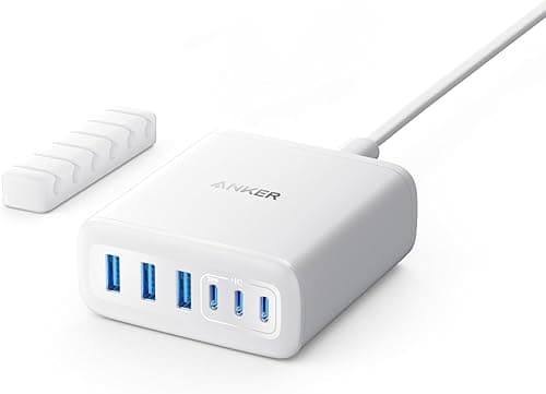 Anker USB-C Charger, stacja ładująca 6-portowa z wyjściem 112 W, do iPhone'a 16/15/14/13/12 Series, MacBook Air, Pixel, Galaxy, iPad i więcej (kabel nie jest dołączony)