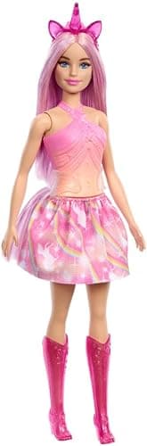 Barbie Unicorn Doll with Pink Fantasy Hair, Colorful Outfit & Unicorn-Themed Accessories, HRR13