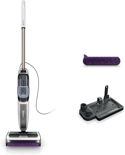 Shark SteamPickUp Mop parowy 3 w 1 do podłóg twardych, bez chemikaliów, oddziela brud mokry od suchego, 420 ml, dodatkowa szczotko-rolka, stacja dokująca i uchwyt na szczotko-rolkę, biały, SD200EU
