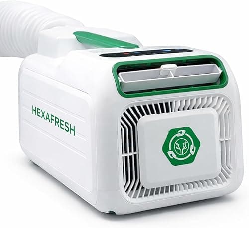 HEXAPRO+ przenośny klimatyzator, 4800 BTU, czynnik chłodniczy R290, chłodzenie turbo, osuszacz powietrza i tryb wentylatora, do pomieszczeń do 15 m², efektywność energetyczna, obsługa