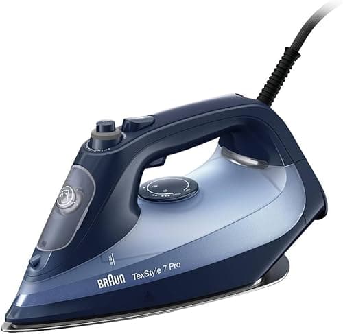 Braun TexStyle 7 Pro Żelazko parowe SI 7160 BL – żelazko z stopą żelazka Freeglide 3D, pionowa para, 3000 W, niebieskie