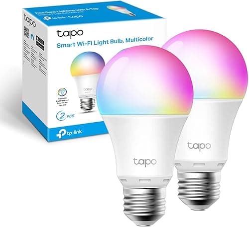 TP-Link Tapo L530E (2-pack) | Zestaw 2 inteligentnych żarówek Wi-Fi E27 RGB | Ściemnialne | 806 lm | Obsługa aplikacji Tapo | Kompatybilne z Alexa i Google Home