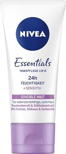 NIVEA 24H Kojący krem nawilżający do twarzy na dzień z olejkiem z pestek winogron, cera wrażliwej z SPF 15, 50 ml