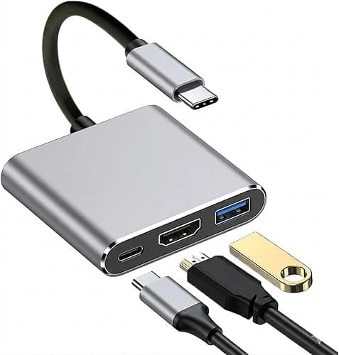 Adapter USB C na HDMI, 4K 30 Hz Multiport Hub z 100 W PD, USB 3.0, adapter USB C HDMI do MacBook Pro/Air, iPad Pro, Samsung S24/S23, Surface, HP