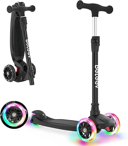 BELEEV Hulajnoga dla dziewczynek A3 z podświetleniem LED, hulajnoga, 3 koła dla dziewczynek, z regulacją wysokości, antypoślizgowa i bardzo duża stopa, lekka z solidną ramą, dla chłopców i dziewczynek
