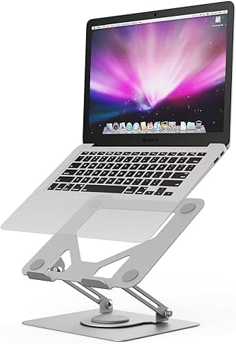 GRIFEMA GB1050 Stojak na laptopa z obrotową podstawą, przenośny podnośnik z regulacją wysokości, kompatybilny z większością laptopów 11-17,3", srebrny