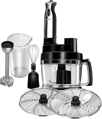 MPM MRK-17 Robot kuchenny, wielofunkcyjne, Akcesoria ze Stali Nierdzewnej Odpowiednie Zmywarce, Ubijanie, Siekanie, Rozdrabnianie, Krojenia Ziemniaków, Warzyw i Owoców, 800W