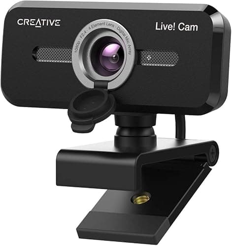 Creative Live! Cam Sync 1080p V2 kamera internetowa Full HD szerokokątna USB z automatycznym wyciszeniem i redukcją szumów do rozmów wideo, ulepszony wbudowany podwójny mikrofon, do zoomu, Skype
