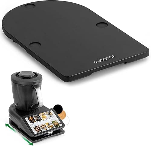 ANBOXIT Deska przesuwna TM7 do Thermomix, Deska do Thermomix z rolkami, Łatwa przesuwna bambusowa deska/slider - Czarny