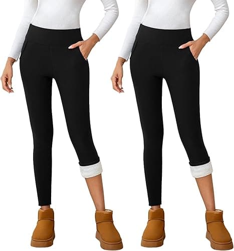 Termiczne legginsy damskie, z podszewką, na zimę, z kieszeniami, rajstopy termiczne do użytku na zewnątrz