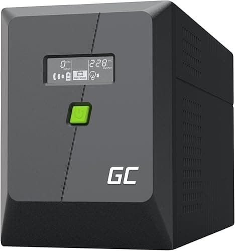 Greencell UPS 2000VA 1200 W PowerProof z wyświetlaczem LCD – zmodyfikowana fala sinusoidalna, ochrona przed prądem dla urządzeń, ochrona przed przepięciem, awaryjne zasilanie do urządzeń gospodarstwa