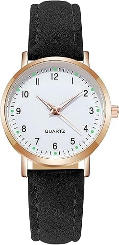 Damski zegarek skórzany, damski analogowy zegarek kwarcowy ze skórzaną bransoletką, zegarki damskie prosty biznesowy klasyczny zegarek na rękę luźny zegarek kwarcowy zegarek na ubrania lampka