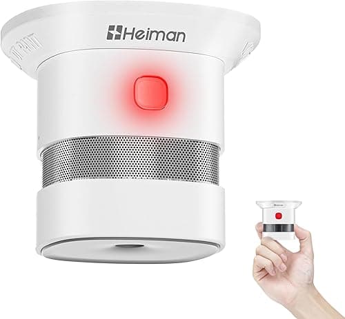 Heiman Czujka Dymu, Mini Czujka Ognia, 10-Letni Czas Pracy Baterii, Certyfikat Tüv i EN14604, Z Alarmem Pożarowym i Fotoelektrycznym Czujnikiem, 1 Zestaw, Biały