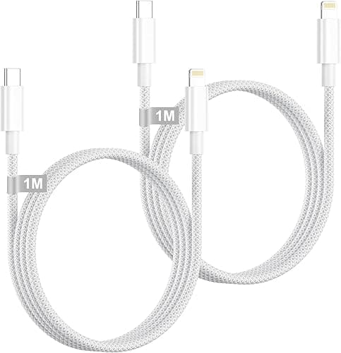 USB C do Lightning Cable 1M 2Pack[Apple MFi Certified], Szybka ładowarka iPhone USB C Lightning Kabel Pleciony Kabel Ładowania iPhone dla iPhone 14 13 12 11 Pro Max/X/XS/XR/8/SE/iPad