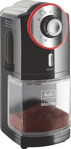 Melitta 1019-01 Molino Elektryczny Młynek Do Kawy, 100 W, Czarno/Czerwony