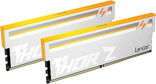 Lexar THOR Z Series RGB DDR5 RAM 32 GB Kit (2 x 16 GB) 6000 MHz, DRAM 288-pinowy UDIMM komputer stacjonarny, wysokowydajna pamięć do gier Intel XMP 3.0/AMD EXPO, PMIC/On-die ECC/1,35 V srebrny