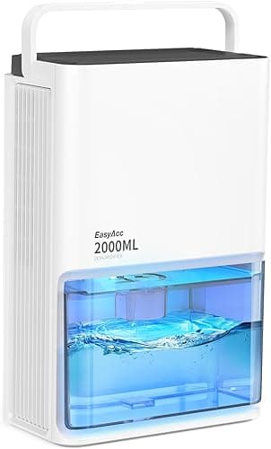EasyAcc 2000 ml Elektryczny osuszacz powietrza do domu (500 ~ 650 ml/dzień/0,6 €) 3 tryby osuszacza przenośny cichy wielokrotnego użytku-automatyczne rozmrażanie-7 kolorów światło do sypialni szafy