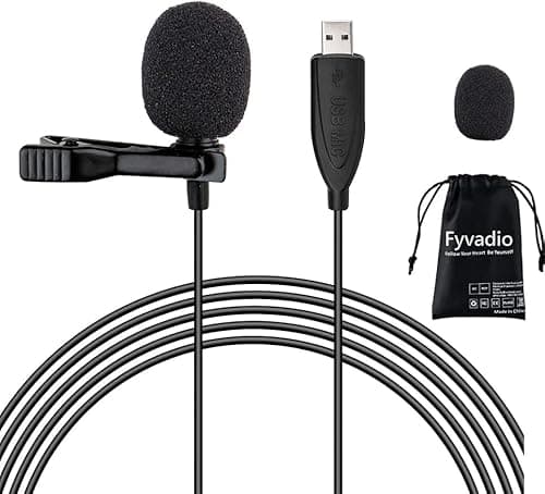 Mikrofon USB, 2M Lavalier USB Plug & Play Wielokierunkowy Kondensator klapy Koszula Szyja Klip mikrofonowy do komputera, Komputer, Mac, Youtube, Skype, nagrywanie, podcasting, Gaming