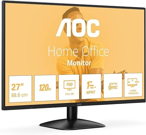 AOC 27B31H - 27-calowy monitor Full HD, 120 Hz, adaptacyjna synchronizacja obrazu (1920 x 1080, 1x D-Sub, 1x HDMI 1.4), czarny