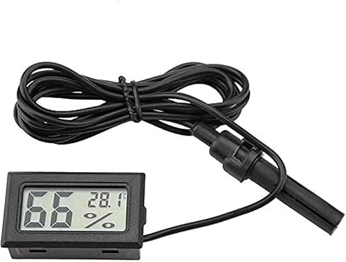 DollaTek 2-w-1 cyfrowy LCD zintegrowany termometr higrometr z zewn?trznym do inkubatora gadów akwarium drób - czarny
