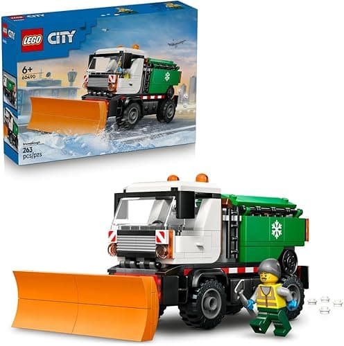 LEGO City Pług śnieżny, zabawka dla dziecka z funkcją rozsypywania soli i minifigurką kierowcy, klocki dla dzieci, pomysł na prezent dla 6-latka, dla chłopca i dziewczynki na urodziny 60490